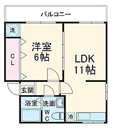 JR中央本線 大曽根駅 徒歩17分の賃貸マンション 3階1LDKの間取り