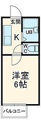 プラージュ内海 2階1Kの間取り