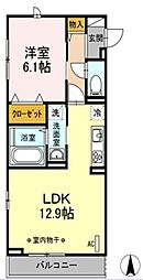 エルエスワイ45 1LDKの間取図画像