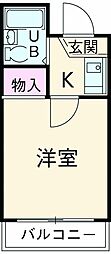 エクセランス滝山Ａ 2階ワンルームの間取り