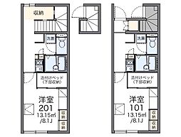レオパレスソレイユガーデン 1階1Kの間取り