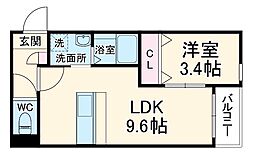 LECOCON四日市V 3階1LDKの間取り