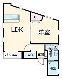 Blue Moon 名駅 2階1LDKの間取り
