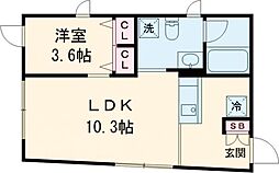 東京メトロ東西線 落合駅 徒歩10分の賃貸マンション 2階1LDKの間取り