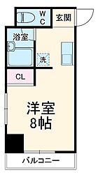 デュエール神宮 3階ワンルームの間取り