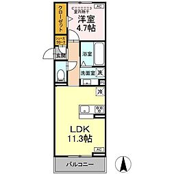 名鉄犬山線 西春駅 徒歩5分の賃貸アパート 3階1LDKの間取り