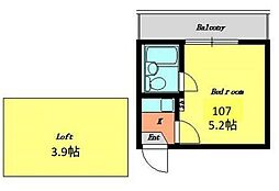 中井マーサ 1階1Kの間取り