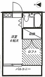 メゾン・フルール 2階ワンルームの間取り