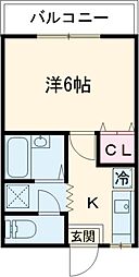 明風コーポ 1階1Kの間取り