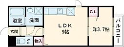 Prevoyance寺塚 2階1LDKの間取り