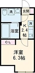 フローライト北千住 2階1Kの間取り