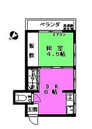 渡辺荘 2階1DKの間取り