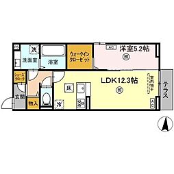 プライムヒル 1階1LDKの間取り