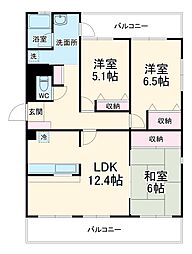 クラスガーデン相模大野壱番館 4階3LDKの間取り