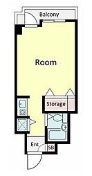 ライフルーデンス阿佐ヶ谷 6階ワンルームの間取り