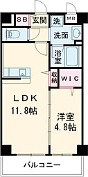 東武伊勢崎線 梅島駅 徒歩13分の賃貸マンション 2階1LDKの間取り