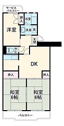 エクレール西湘 3階3DKの間取り