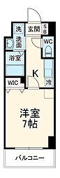 プレイズシード車道アベニュー 9階1Kの間取り