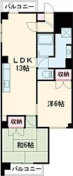 渡辺ビル 9階2LDKの間取り