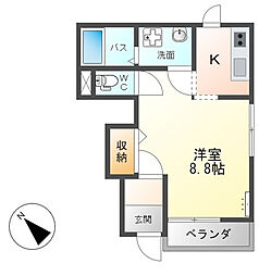 ヴィレッジコンフォート 1Kの間取図画像