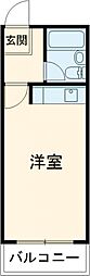 岡本ビル 4階ワンルームの間取り