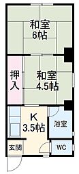 吉田コーポ 4階2Kの間取り