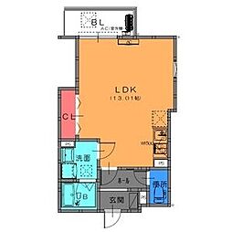 Fstyle西取石2号館 204 2階ワンルームの間取り
