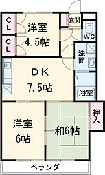 原第10マンション 3階3DKの間取り