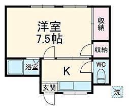 東急東横線 武蔵小杉駅 徒歩20分の賃貸アパート 2階1Kの間取り
