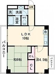 ＴＯＭＩＫＵＲＡ　I 5階2LDKの間取り