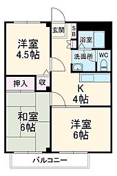 JR横浜線 相模原駅 徒歩8分の賃貸マンション 4階3DKの間取り