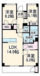 東武野田線 北大宮駅 徒歩6分の賃貸マンション 6階3LDKの間取り