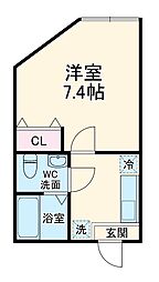 ブルームテラス 1階1Kの間取り