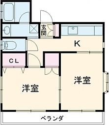 ラ・ネージュ 2階2Kの間取り