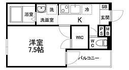 フジパレス城北公園通V番館 3階1Kの間取り