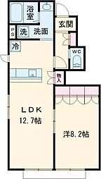 ソレジアート南大泉 1階1LDKの間取り