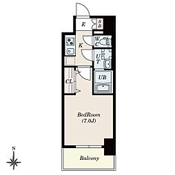 S-RESIDENCE尾頭橋clarity 11階1Kの間取り