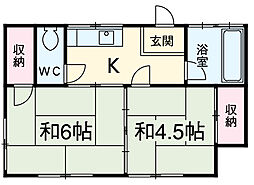 名古屋市営鶴舞線 浄心駅 徒歩9分の賃貸アパート 2階2Kの間取り
