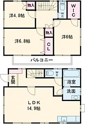 JR横浜線 成瀬駅 徒歩20分の賃貸一戸建て 1階3LDKの間取り