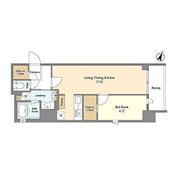 シーズンフラッツ東十条 11階1LDKの間取り