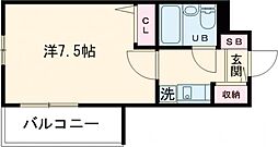 ライオンズマンション府中桜通り 4階1Kの間取り