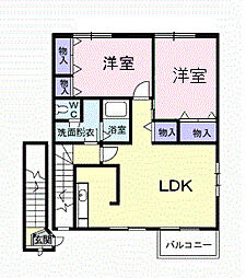 JR中央本線 勝川駅 徒歩20分の賃貸アパート 2階2LDKの間取り