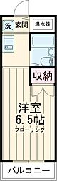 京王線 高幡不動駅 徒歩10分の賃貸マンション 2階1Kの間取り