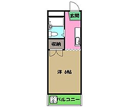 サンアベニュー二葉 2階ワンルームの間取り
