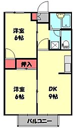 ハイツカテリーナ3 2DKの間取図画像