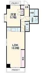 名古屋市営名城線 平安通駅 徒歩1分の賃貸マンション 5階1LDKの間取り