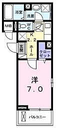 ケィズサリエンテ 1Kの間取図画像