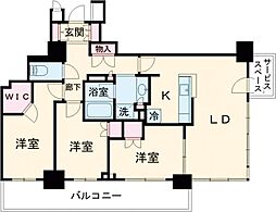 JR総武線 平井駅 徒歩3分の賃貸マンション 23階3LDKの間取り