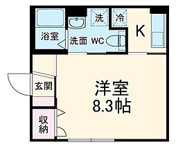 ベイルーム相模原 1階1Kの間取り