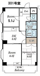 JR横浜線 橋本駅 バス12分 内出下車 徒歩1分の賃貸マンション 3階3DKの間取り